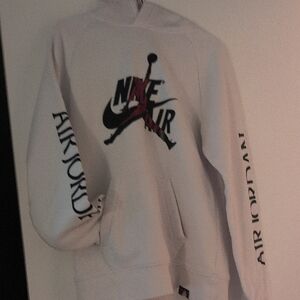 Jordan White Zip-Up Hoodie with Black and Red Jumpman